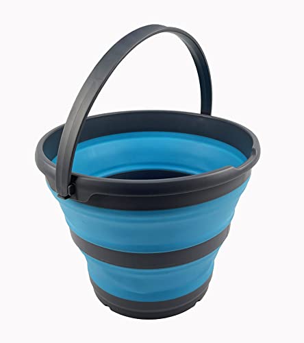 SAMMART 10L (2.6 Gallon) Collapsible Plastic Bucket - Foldable Round Tub - Portable Fishing Water Pail - Space Saving Outdoor Waterpot, Size 33cm Dia