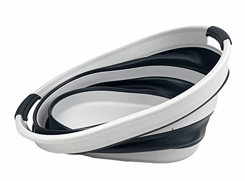 SAMMART 23L (6 Gallons) Collapsible Plastic Laundry Basket - Oval Tub/Basket - Foldable Storage Container/Organizer - Portable Washing Tub