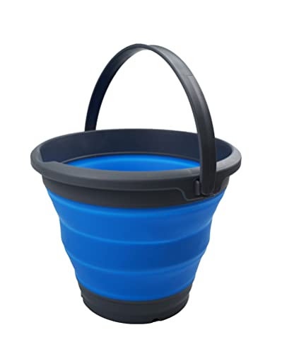 SAMMART 5.5L (1.4 Gallon) Collapsible Plastic Bucket with Lid - Foldable Round Tub with Lid - Portable Fishing Water Pail - Space Saving Outdoor Waterpot.