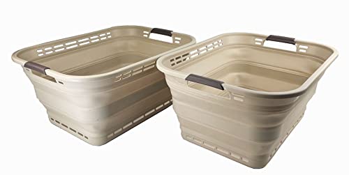 SAMMART 42L (11 gallons) Collapsible Plastic Laundry Basket - Portable Pop Up Storage Container/Organizer - Portable Hamper - Space Saving Easy Storage