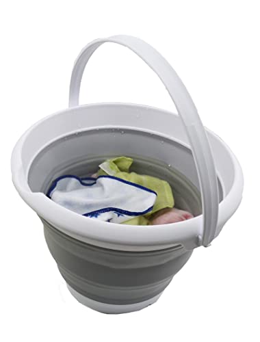 SAMMART 8.5L (2.2 Gallon) Collapsible Plastic Bucket - Foldable Round Tub - Portable Fishing Water Pail - Space Saving Outdoor Waterpot. Size 31cm Dia