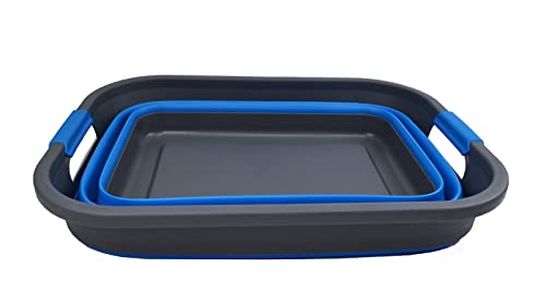 SAMMART 36L (9.5 gallon) Collapsible Plastic Laundry Basket-Foldable Pop Up Storage Container/Organizer-Portable Washing Tub-Space Saving Hamper, Water capacity: 28L(7.4 gallon)