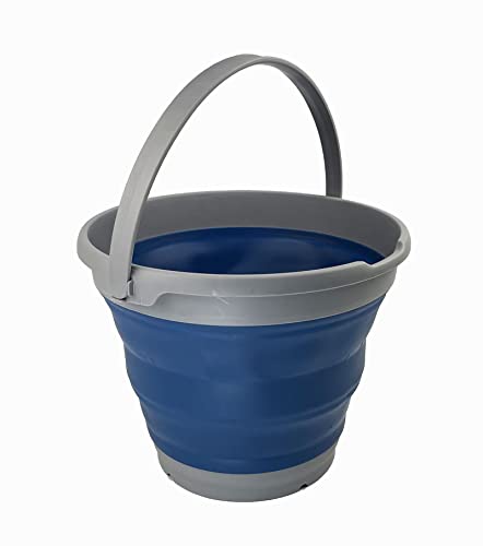 SAMMART 10L (2.6 gallons) Collapsible Plastic Bucket - Foldable Round Tub with Handle- Portable Fishing Bucket/Water Pail - Pop Up Saving