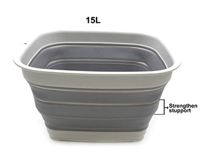 SAMMART 15L (3.9 Gallon) Collapsible Tub - Foldable Dish Tub - Portable Washing Basin - Space Saving Plastic Washtub