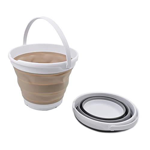 SAMMART 10L (2.6 Gallon) Collapsible Plastic Bucket - Foldable Round Tub - Portable Fishing Water Pail - Space Saving Outdoor Waterpot. Size 31cm Dia
