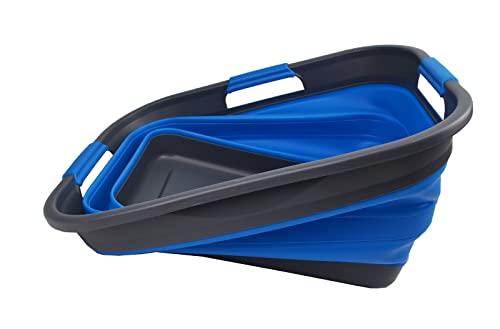 SAMMART 30L(8 gallon) Collapsible Plastic Laundry Basket - Foldable Pop Up Storage Container/Organizer - Portable Washing Tub - Space Saving Hamper/Basket - Water Capacity 24L(6.3 gallon)
