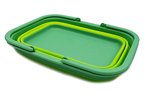 SAMMART 9.2L (2.3 gallons) Collapsible Plastic Tub with Handle - Portable Outdoor Picnic Basket/Crater/Shopping Bag-Foldable Storage Container-Space Saving