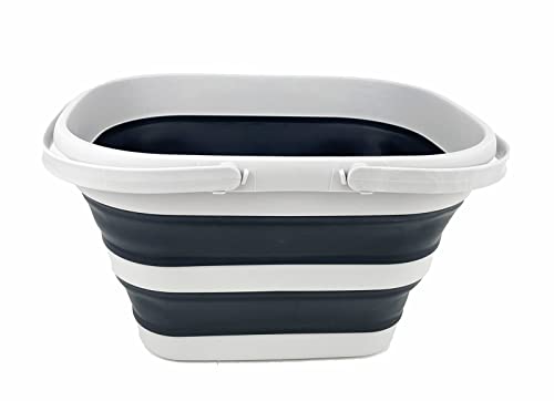 SAMMART 17L (4.5 gallons) Set of 2 Collapsible Plastic Tub with Handle - Portable Outdoor Picnic Basket/Crater - Foldable Shopping Tub - Space Saving