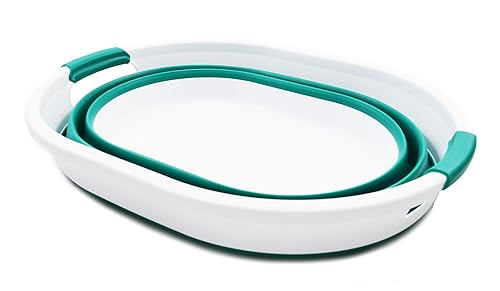 SAMMART 32L (8.4 gallons) Collapsible Plastic Laundry Basket/Hamper-Foldable Laundry Washing Tub - Portable Storage Container/Organizer-Pop Up Saving