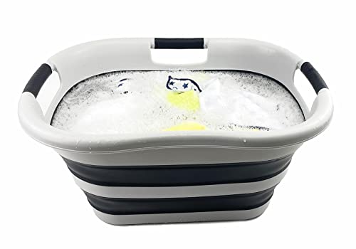 SAMMART 40L (10.5 gallon) Collapsible Plastic Laundry Basket - Foldable Pop Up Storage Container/Organizer - Portable Washing Tub - Space Saving Hamper/Basket