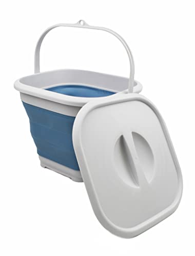SAMMART 5.5L (1.4 Gallon) Collapsible Square Handy Bucket with Lid/Foldable SquareWater Pail/Portable Tub with Handle & Lid