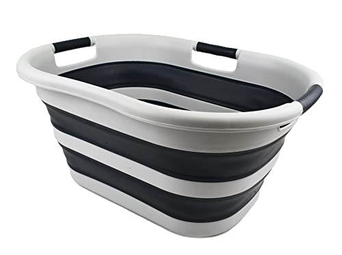SAMMART 40L (10.5 gallon) Collapsible Plastic Laundry Basket - Foldable Pop Up Storage Container/Organizer - Portable Washing Tub - Space Saving Hamper/Basket