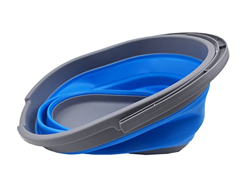 SAMMART Collapsible Plastic Basket with Handle 11L (2.9 Gallon) - Portable Outdoor Picnic Basket/Container - Foldable Basin for Washing Dishes, Camping, Hiking