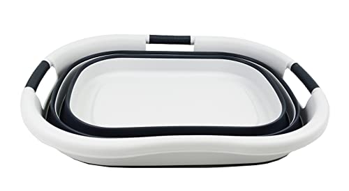 SAMMART 40L (10.5 gallon) Collapsible Plastic Laundry Basket - Foldable Pop Up Storage Container/Organizer - Portable Washing Tub - Space Saving Hamper/Basket