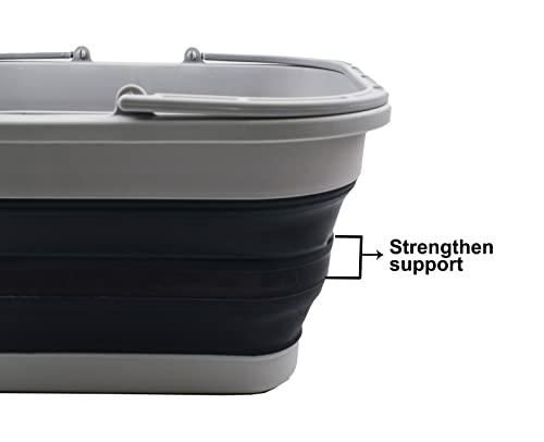 SAMMART 19L (5 Gallons) Collapsible Tub with Handle - Portable Outdoor Picnic Basket/Crater - Foldable Shopping Bag - Space Saving Storage Container