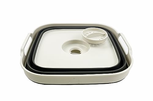 SAMMART 10L (2.6 gallons) Collapsible Plastic Dishpan with Draining Plug - Foldable Washing Tub - Portable Dish Washing Basiin - Pop Up Saving Kitchen Storage
