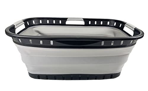 SAMMART 44L (11.6 gallon) Collapsible Plastic Laundry Basket-Foldable Pop Up Storage Container-Portable Washing Tub-Space Saving Hamper, Water Capacity: 35L (9.2 gallon)