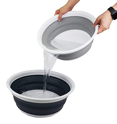 SAMMART 7.5L (1.98 Gallon) Collapsible Tub - Foldable Dish Tub - Portable Washing Basin - Space Saving Plastic Washtub