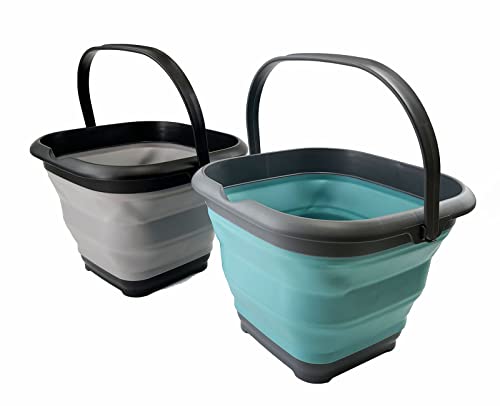 SAMMART 8.5L (2.2 Gallon) Collapsible Square Handy Bucket/Foldable SquareWater Pail/Portable Tub with Handle. Size 31cm (Square)