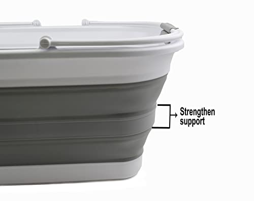 SAMMART 29L(7.6 Gallon) Collapsible Tub with Handle-Portable Outdoor Picnic Basket-Space Saving Storage Container,Water Capacity 24L(6.3 Gallon)