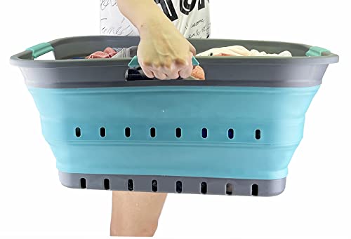 SAMMART 42L (11 gallon) Collapsible Plastic Laundry Basket - Foldable Pop Up Storage Container/Organizer - Portable Basket - Space Saving Hamper/Basket