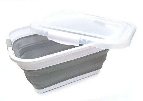 SAMMART Set of 2 Collapsible Plastic Laundry Basket - Foldable Pop Up Storage Container/Organizer - Portable Washing Tub - Space Saving Hamper/Basket
