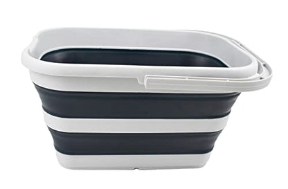 SAMMART 12L (3.1 gallons) Collapsible Plastic Rectangular Bucket-Foldable Tub with Handle - Space Saving (Set of 2)