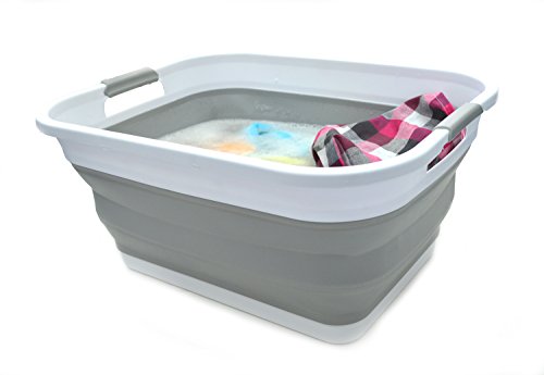 SAMMART Set of 2 Collapsible Plastic Laundry Basket - Foldable Pop Up Storage Container/Organizer - Portable Washing Tub - Space Saving Hamper/Basket