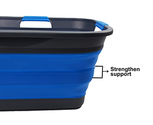 SAMMART 30L(8 gallon) Collapsible Plastic Laundry Basket - Foldable Pop Up Storage Container/Organizer - Portable Washing Tub - Space Saving Hamper/Basket - Water Capacity 24L(6.3 gallon)