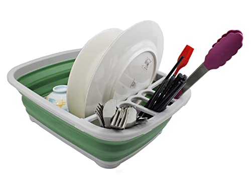 SAMMART 8L (2.11Gallons) Collapsible Dish Drainer - Foldable Drying Rack - Portable Dinnerware Organizer - Space Saving