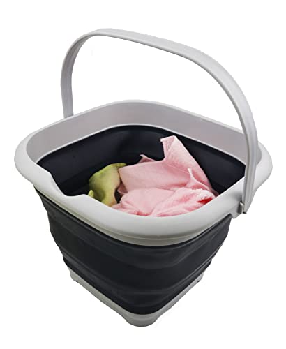 SAMMART 8.5L (2.2 Gallon) Collapsible Square Handy Bucket/Foldable SquareWater Pail/Portable Tub with Handle. Size 31x31cm
