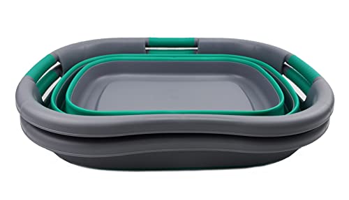 SAMMART 30L (7.9 gallon) Collapsible Plastic Laundry Basket - Foldable Pop Up Storage Container/Organizer - Portable Washing Tub - Space Saving Hamper/Basket