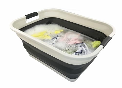 SAMMART 41L (10.8 gallons) Collapsible Plastic Laundry Washing Tub/Basket-Foldable Pop Up Storage Container/Organizer-Portable Laundry Hamper-Space Saving