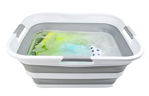 SAMMART 42L (11 gallon) Collapsible Plastic Laundry Basket - Foldable Pop Up Storage Container/Organizer - Portable Washing Tub - Space Saving Hamper/Basket