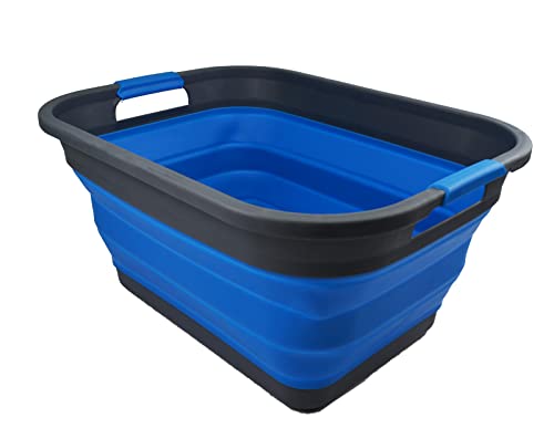 SAMMART 36L (9.5 gallon) Collapsible Plastic Laundry Basket-Foldable Pop Up Storage Container/Organizer-Portable Washing Tub-Space Saving Hamper, Water capacity: 28L(7.4 gallon)