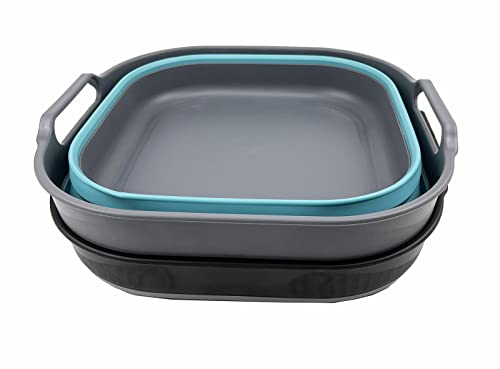 SAMMART 10L (2.64 Gallon) Collapsible Dishpan - Foldable Washing Basin - Portable Dish Washing Tub - Space Saving Kitchen Storage Tray