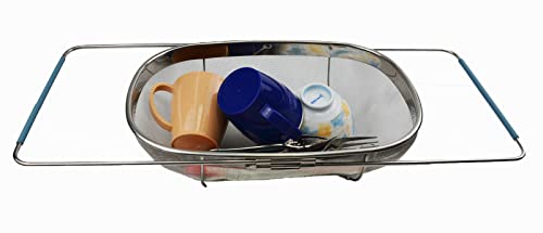 SAMMART Expandable Over The Sink Oval Colander/Mesh Strainer Basket