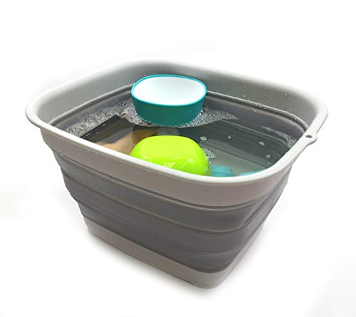SAMMART 15L (3.9 Gallon) Collapsible Tub - Foldable Dish Tub - Portable Washing Basin - Space Saving Plastic Washtub