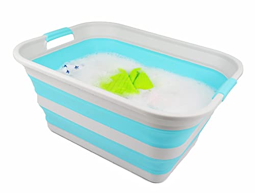 SAMMART 42L Collapsible Plastic Laundry Basket - Foldable Pop Up Storage Container/Organizer - Portable Washing Tub - Space Saving Hamper/Basket