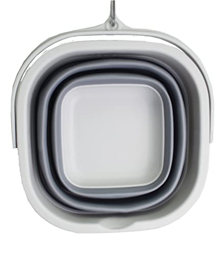 SAMMART 2.6L (0.68 Gallon) Super Mini Sqare Collapsible Plastic Bucket - Foldable Square Tub - Portable Fishing Water Pail - Space Saving Outdoor Waterpot