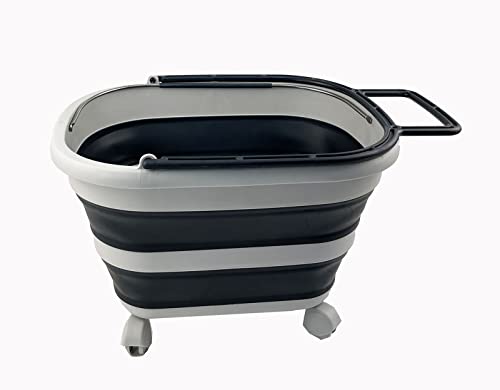 SAMMART 17L (4.5 Gallons) Collapsible Plastic Laundry Basket with Handle & Wheels-Foldable Pop Up Storage Container/Organizer with wheels-Portable Washing Tub-Space Saving