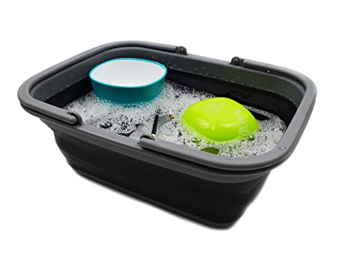 SAMMART SAMMART 9.2L (2.37Gallon) Collapsible Tub with Handle - Portable Outdoor Picnic Basket/Crater - Foldable Shopping Bag - Space Saving Storage Container