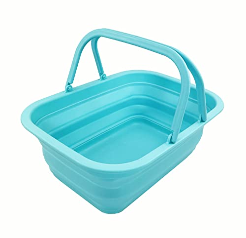 SAMMART SAMMART 9.2L (2.37Gallon) Collapsible Tub with Handle - Portable Outdoor Picnic Basket/Crater - Foldable Shopping Bag - Space Saving Storage Container