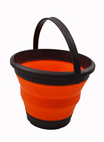 SAMMART Set of 2-5.5L (1.4 gallons) Collapsible Plastic Bucket - Foldable Round Tub with Hanle - Portable Fishing Bucket - Pop Up Saving Outdoor Waterpot.