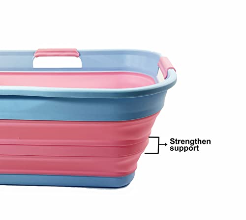 SAMMART 21L (5.5 Galloons) Collapsible Plastic Storge Basket - Foldable Pop Up Storage Container/Organizer - Portable Washing Tub - Space Saving Hamper/Basket
