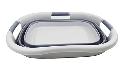 SAMMART 30L (7.9 gallons) Collapsible Plastic Laundry Basket - Foldable Laundry Washing Tub/Container - Portable Laundry Hamper/Organizer - Pop Up Saving