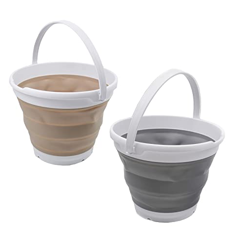 SAMMART 10L (2.6 Gallon) Collapsible Plastic Bucket - Foldable Round Tub - Portable Fishing Water Pail - Space Saving Outdoor Waterpot. Size 31cm Dia