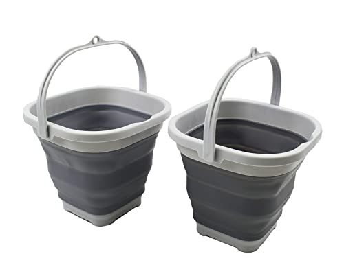 SAMMART 2.6L (0.68 Gallon) Super Mini Sqare Collapsible Plastic Bucket - Foldable Square Tub - Portable Fishing Water Pail - Space Saving Outdoor Waterpot