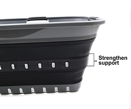 SAMMART 42L (11 gallon) Collapsible Plastic Laundry Basket - Foldable Pop Up Storage Container/Organizer - Portable Basket - Space Saving Hamper/Basket