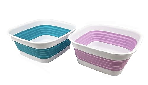 SAMMART 8L (2.1 Gallon) Collapsible Tub - Foldable Dish Tub - Portable Washing Basin - Space Saving Plastic Washtub